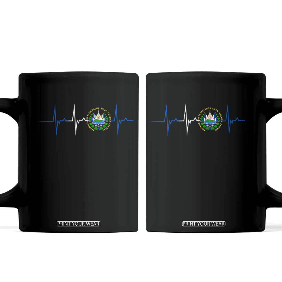 El Salvador Coffee Mug Vintage Salvadoran Flag Heartbeat Independence Day TS10 Black Print Your Wear