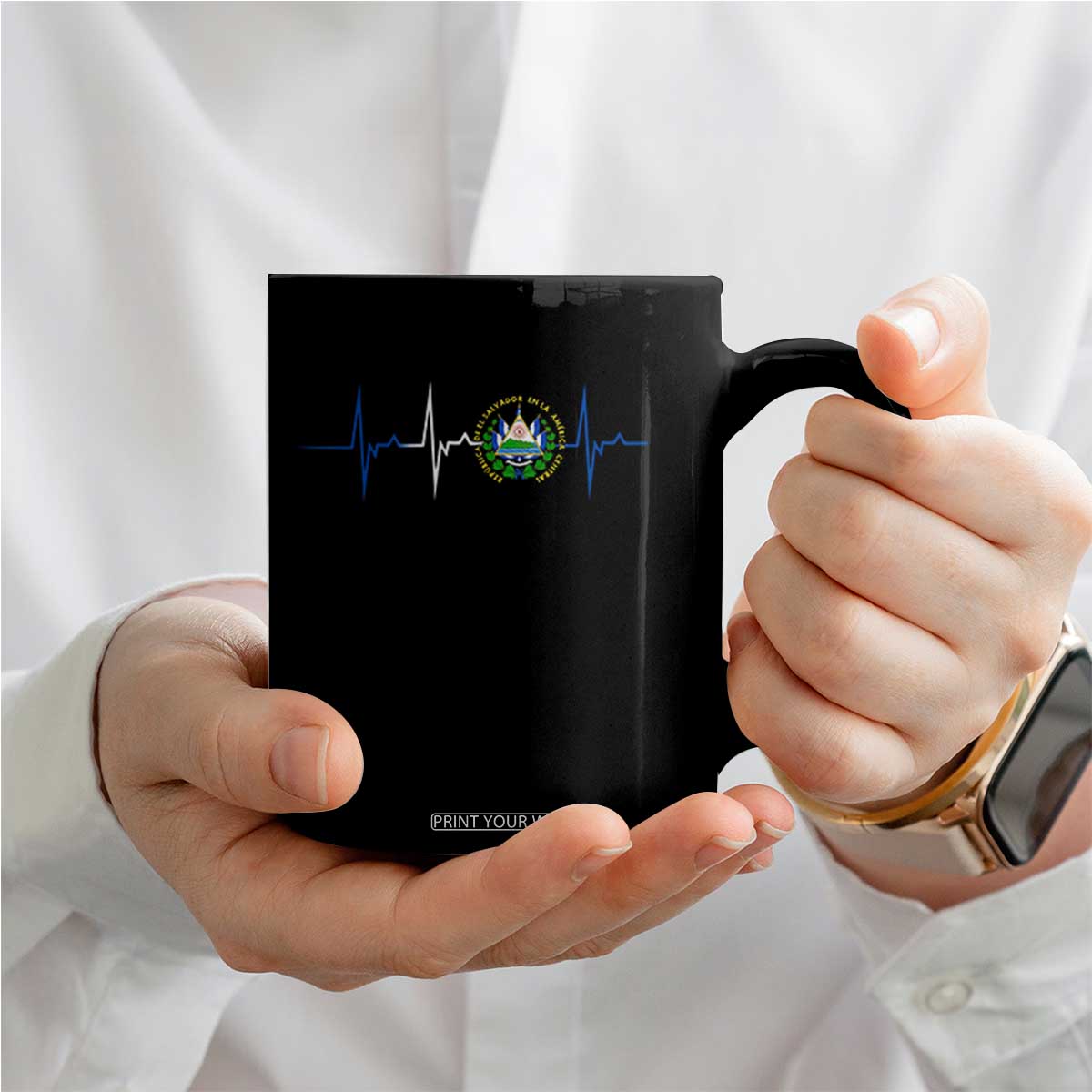 El Salvador Coffee Mug Vintage Salvadoran Flag Heartbeat Independence Day TS10 Print Your Wear