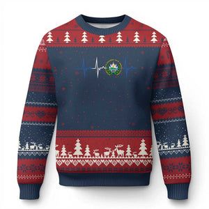 El Salvador Ugly Christmas Sweater Vintage Salvadoran Flag Heartbeat Independence Day TS10 Navy Red Print Your Wear