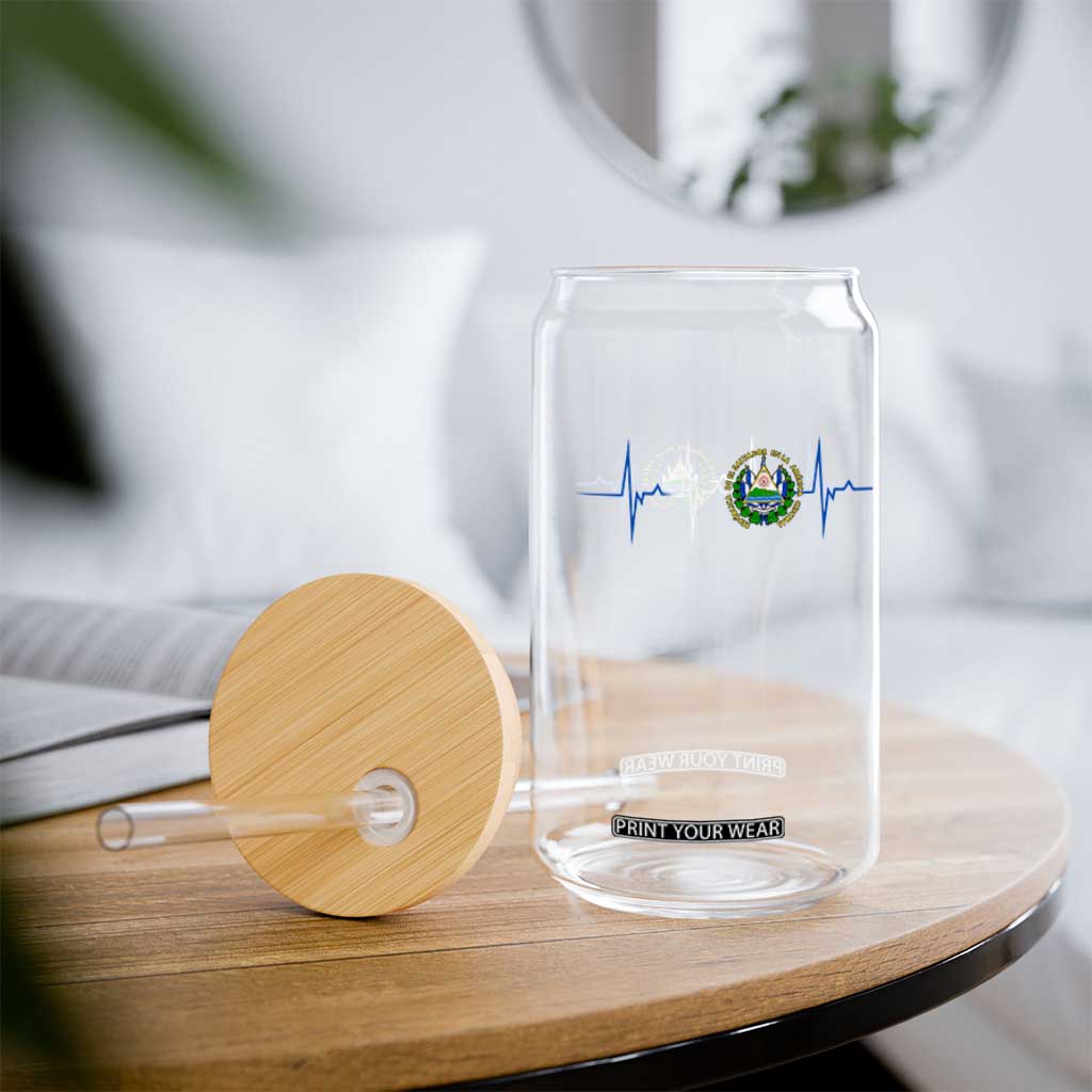 El Salvador Glass Can Vintage Salvadoran Flag Heartbeat Independence Day TS10 Print Your Wear