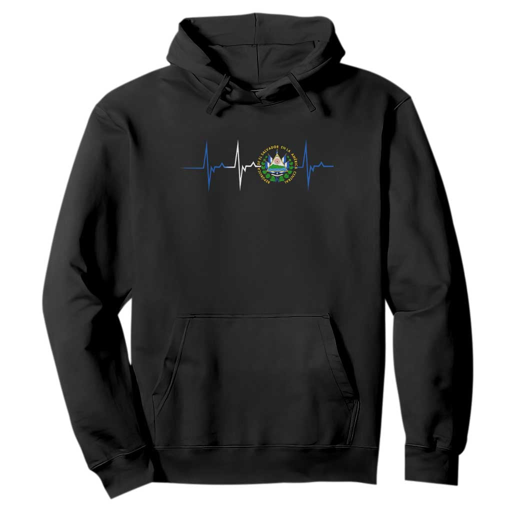 El Salvador Hoodie Vintage Salvadoran Flag Heartbeat Independence Day TS10 Black Print Your Wear