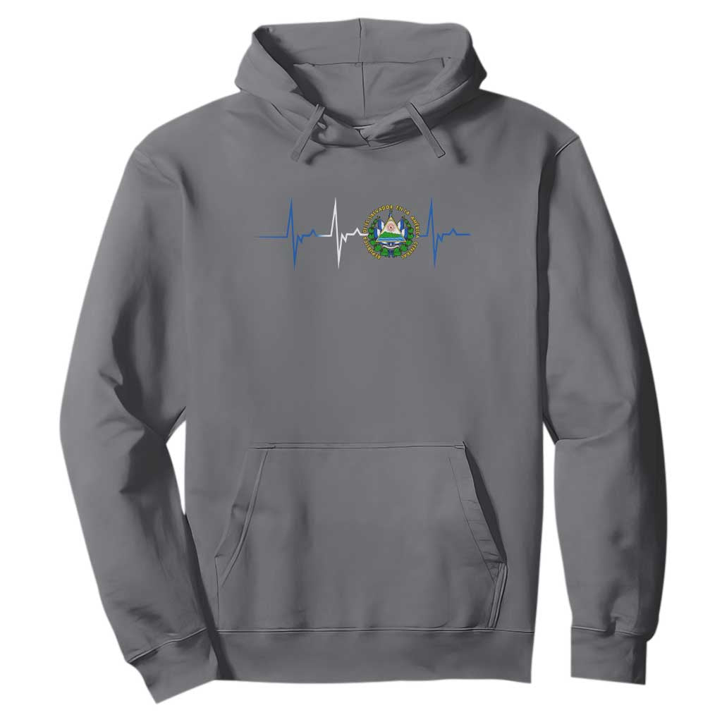 El Salvador Hoodie Vintage Salvadoran Flag Heartbeat Independence Day TS10 Charcoal Print Your Wear