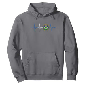 El Salvador Hoodie Vintage Salvadoran Flag Heartbeat Independence Day TS10 Charcoal Print Your Wear