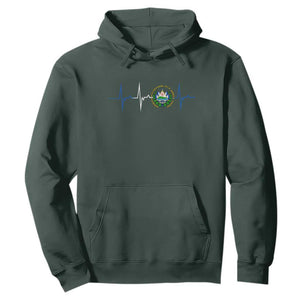 El Salvador Hoodie Vintage Salvadoran Flag Heartbeat Independence Day TS10 Dark Forest Green Print Your Wear