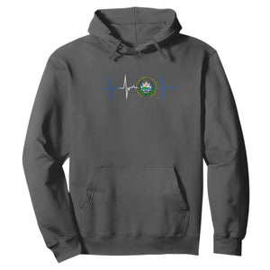 El Salvador Hoodie Vintage Salvadoran Flag Heartbeat Independence Day TS10 Dark Heather Print Your Wear