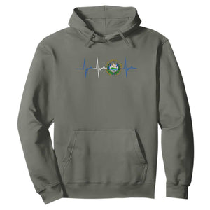 El Salvador Hoodie Vintage Salvadoran Flag Heartbeat Independence Day TS10 Military Green Print Your Wear