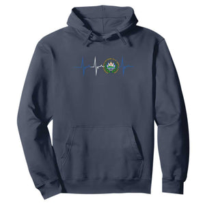 El Salvador Hoodie Vintage Salvadoran Flag Heartbeat Independence Day TS10 Navy Print Your Wear
