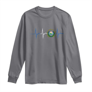 El Salvador Long Sleeve Shirt Vintage Salvadoran Flag Heartbeat Independence Day TS10 Charcoal Print Your Wear