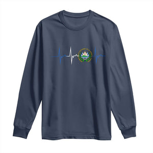 El Salvador Long Sleeve Shirt Vintage Salvadoran Flag Heartbeat Independence Day TS10 Navy Print Your Wear
