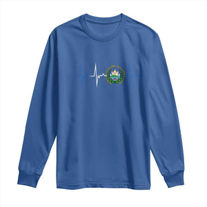 El Salvador Long Sleeve Shirt Vintage Salvadoran Flag Heartbeat Independence Day TS10 Royal Blue Print Your Wear