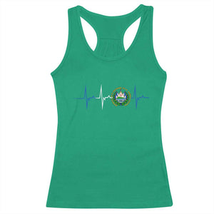 El Salvador Racerback Tank Top Vintage Salvadoran Flag Heartbeat Independence Day TS10 Irish Green Print Your Wear