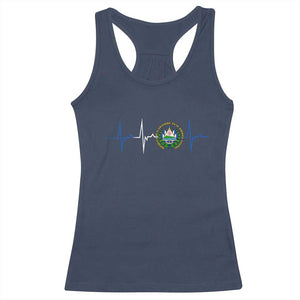 El Salvador Racerback Tank Top Vintage Salvadoran Flag Heartbeat Independence Day TS10 Navy Print Your Wear