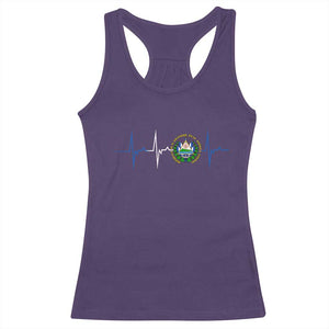 El Salvador Racerback Tank Top Vintage Salvadoran Flag Heartbeat Independence Day TS10 Purple Print Your Wear