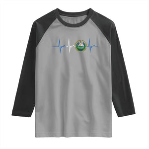 El Salvador Raglan Shirt Vintage Salvadoran Flag Heartbeat Independence Day TS10 Sport Gray Black Print Your Wear