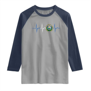 El Salvador Raglan Shirt Vintage Salvadoran Flag Heartbeat Independence Day TS10 Sport Gray Navy Print Your Wear