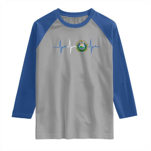 El Salvador Raglan Shirt Vintage Salvadoran Flag Heartbeat Independence Day TS10 Sport Gray Royal Print Your Wear