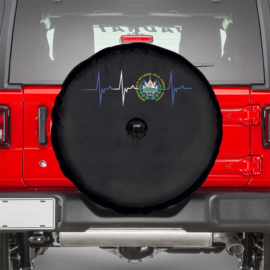 El Salvador Spare Tire Cover Vintage Salvadoran Flag Heartbeat Independence Day TS10 Black Print Your Wear