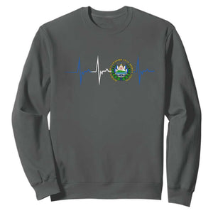 El Salvador Sweatshirt Vintage Salvadoran Flag Heartbeat Independence Day TS10 Dark Heather Print Your Wear