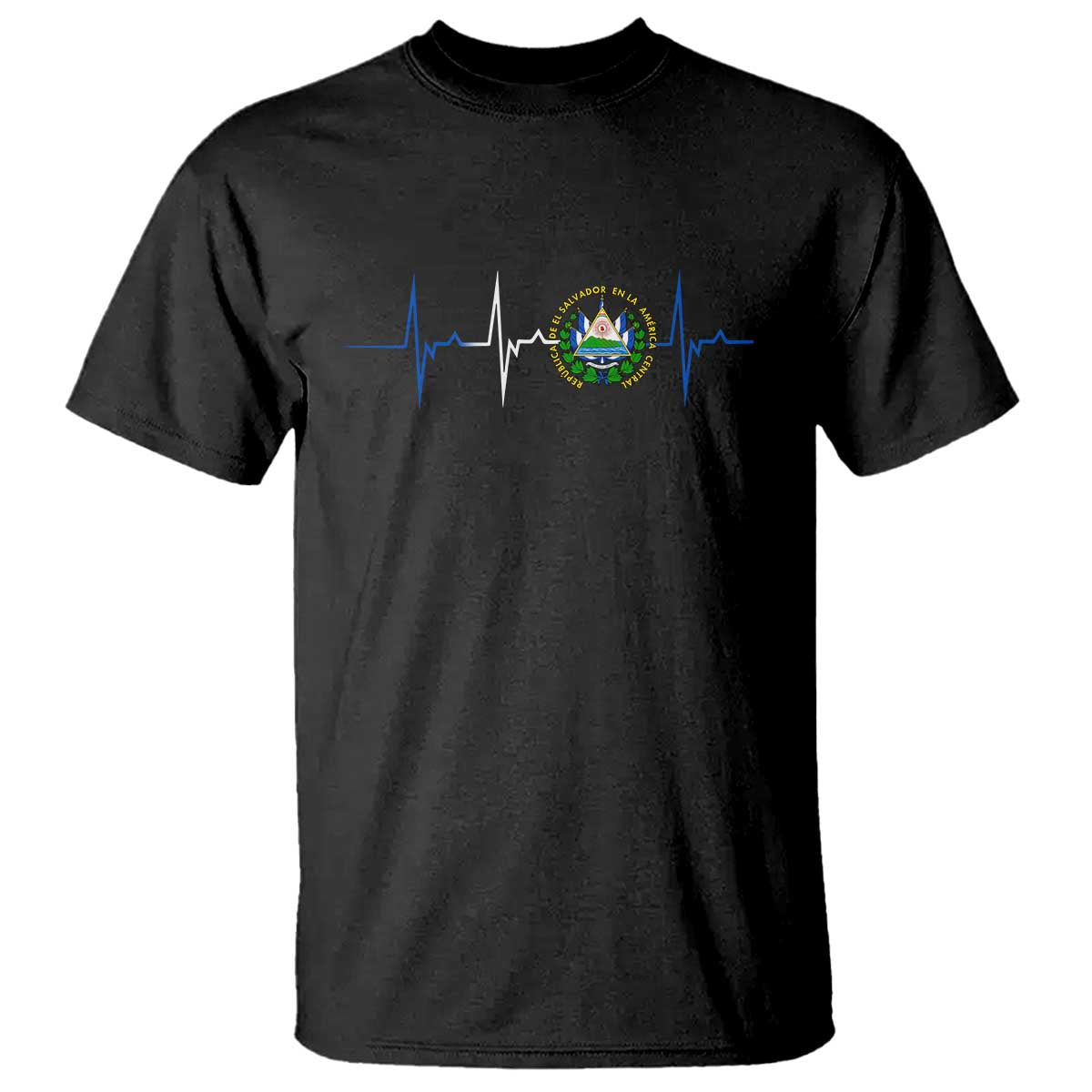 El Salvador T Shirt Vintage Salvadoran Flag Heartbeat Independence Day TS10 Black Print Your Wear