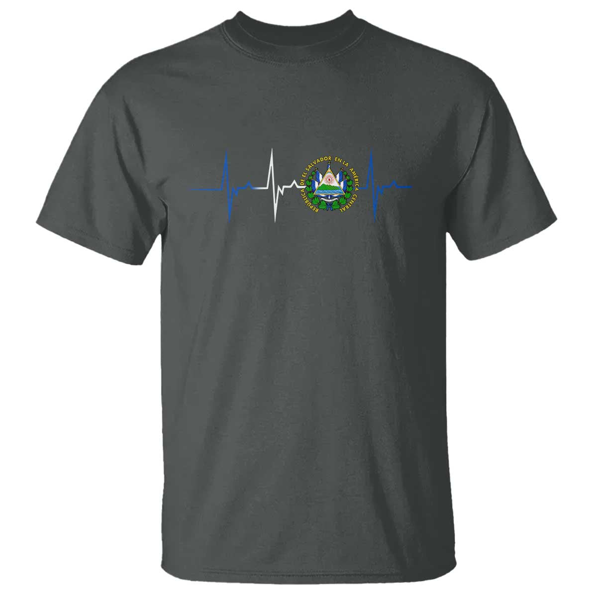 El Salvador T Shirt Vintage Salvadoran Flag Heartbeat Independence Day TS10 Dark Heather Print Your Wear