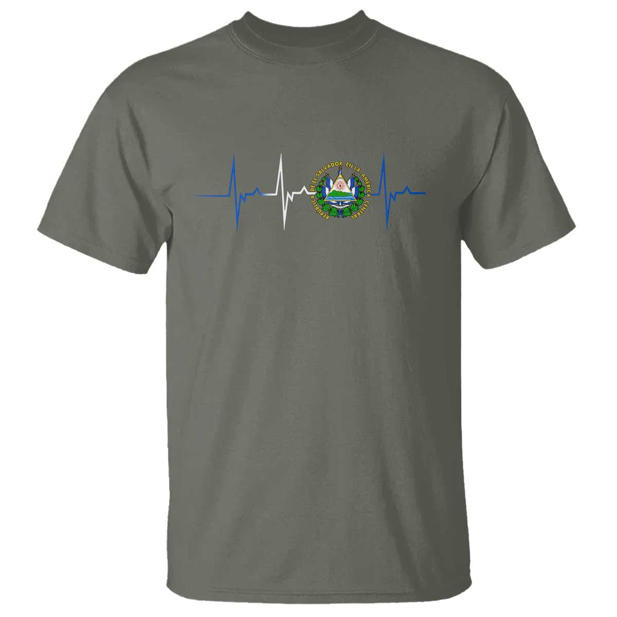 El Salvador T Shirt Vintage Salvadoran Flag Heartbeat Independence Day TS10 Military Green Print Your Wear