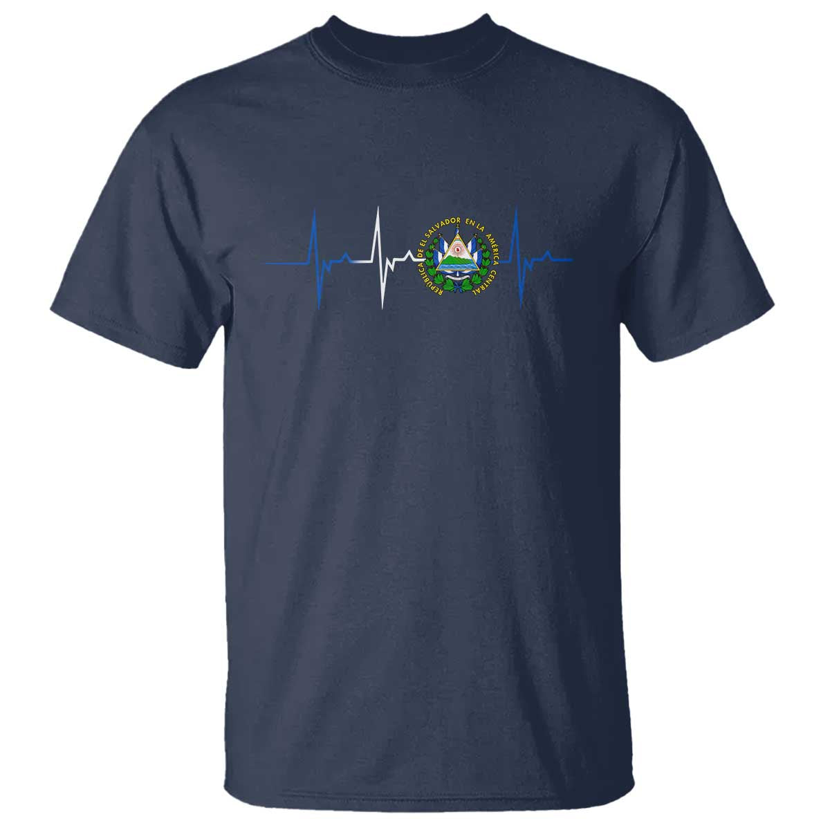 El Salvador T Shirt Vintage Salvadoran Flag Heartbeat Independence Day TS10 Navy Print Your Wear