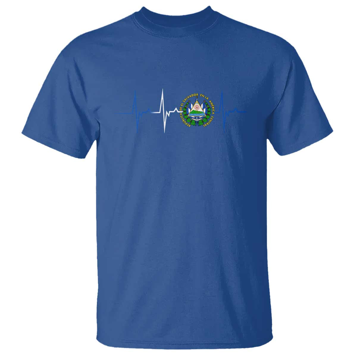 El Salvador T Shirt Vintage Salvadoran Flag Heartbeat Independence Day TS10 Royal Blue Print Your Wear