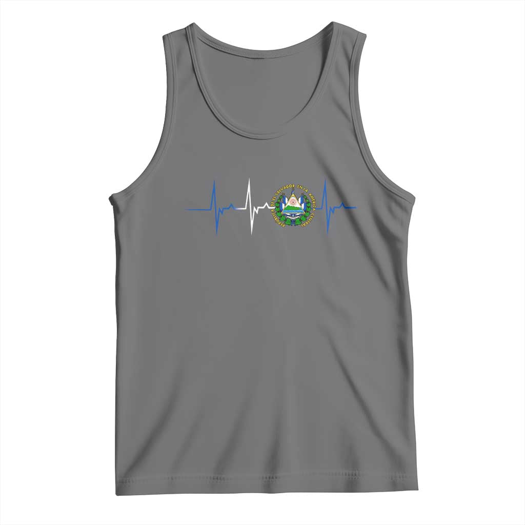 El Salvador Tank Top Vintage Salvadoran Flag Heartbeat Independence Day TS10 Black Heather Print Your Wear