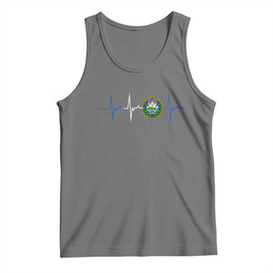 El Salvador Tank Top Vintage Salvadoran Flag Heartbeat Independence Day TS10 Black Heather Print Your Wear