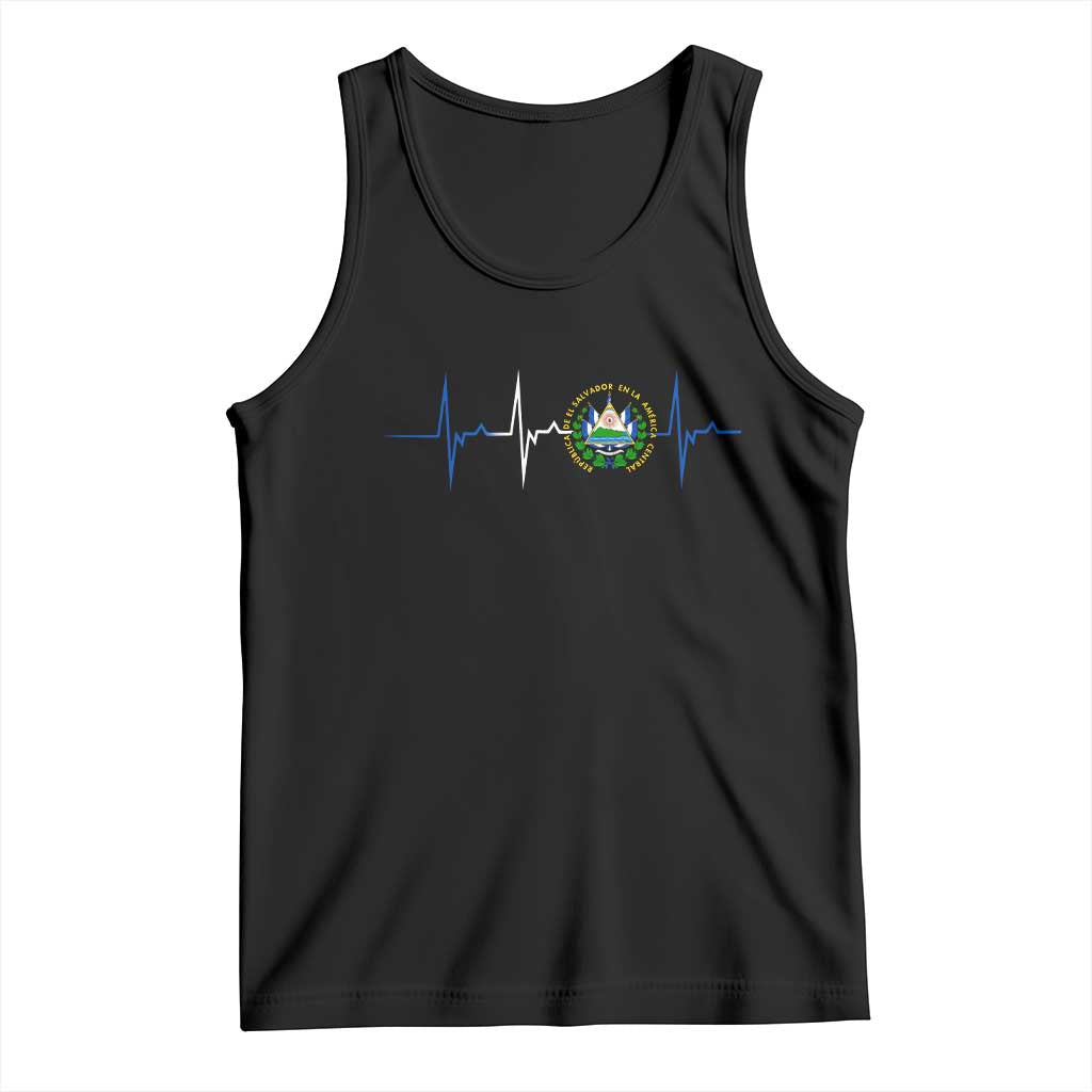 El Salvador Tank Top Vintage Salvadoran Flag Heartbeat Independence Day TS10 Black Print Your Wear
