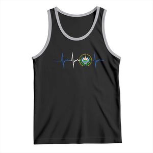El Salvador Tank Top Vintage Salvadoran Flag Heartbeat Independence Day TS10 Black Athletic Heather Print Your Wear