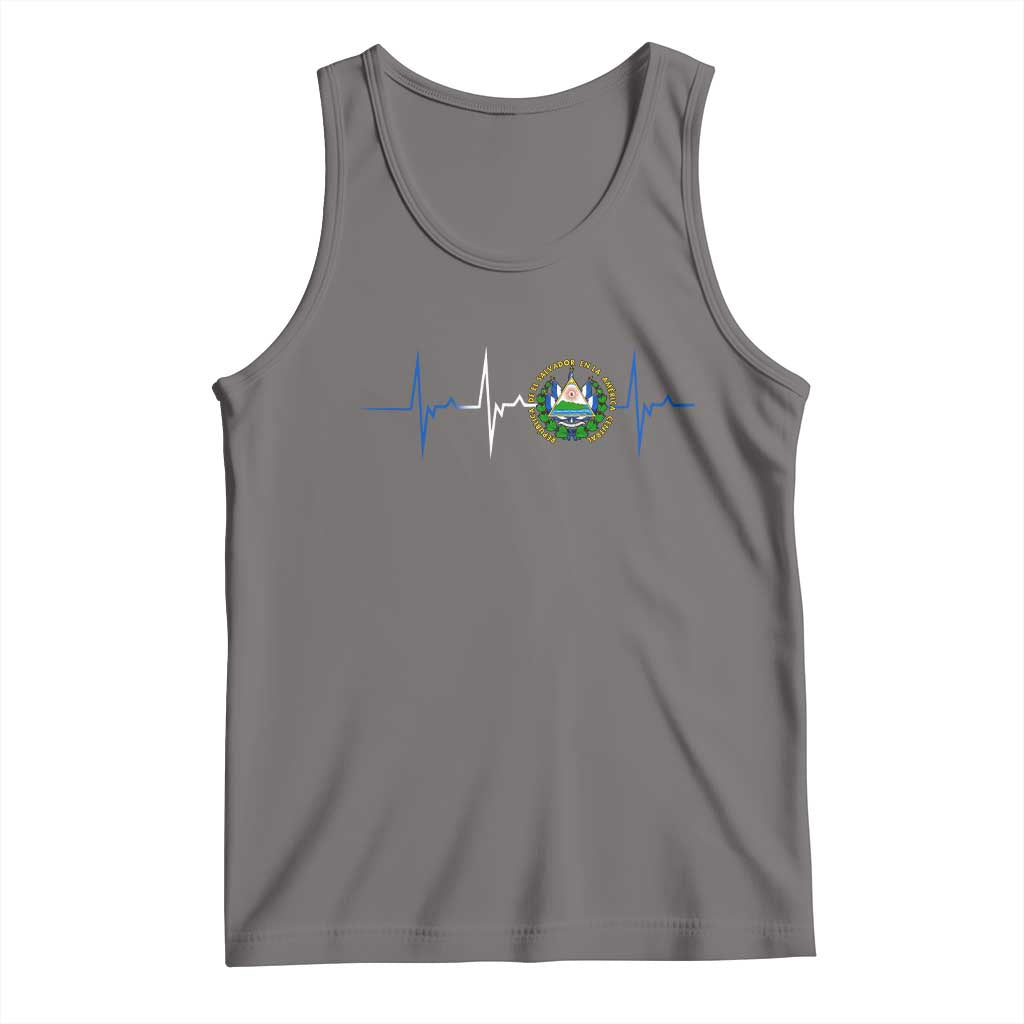 El Salvador Tank Top Vintage Salvadoran Flag Heartbeat Independence Day TS10 Deep Heather Print Your Wear
