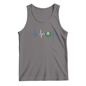 El Salvador Tank Top Vintage Salvadoran Flag Heartbeat Independence Day TS10 Deep Heather Print Your Wear