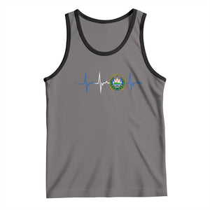 El Salvador Tank Top Vintage Salvadoran Flag Heartbeat Independence Day TS10 Deep Heather Black Print Your Wear