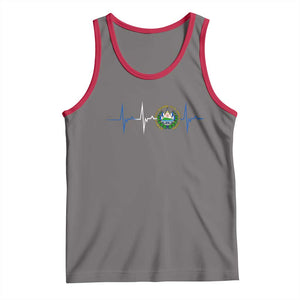 El Salvador Tank Top Vintage Salvadoran Flag Heartbeat Independence Day TS10 Deep Heather Red Print Your Wear