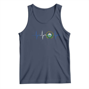 El Salvador Tank Top Vintage Salvadoran Flag Heartbeat Independence Day TS10 Navy Print Your Wear