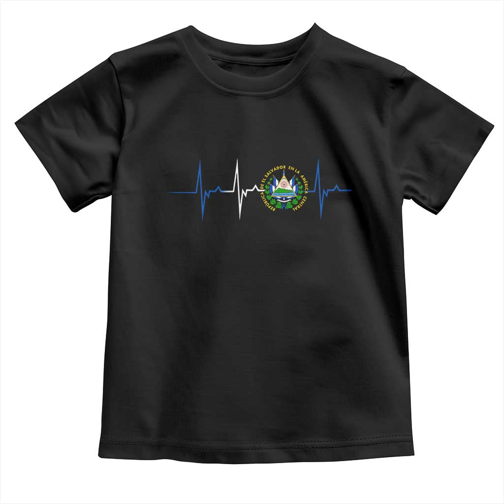 El Salvador Toddler T Shirt Vintage Salvadoran Flag Heartbeat Independence Day TS10 Black Print Your Wear