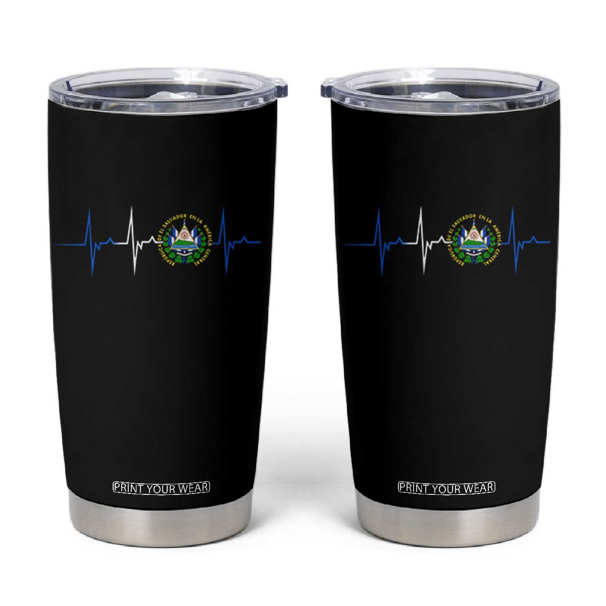 El Salvador Tumbler Cup Vintage Salvadoran Flag Heartbeat Independence Day TS10 Black Print Your Wear