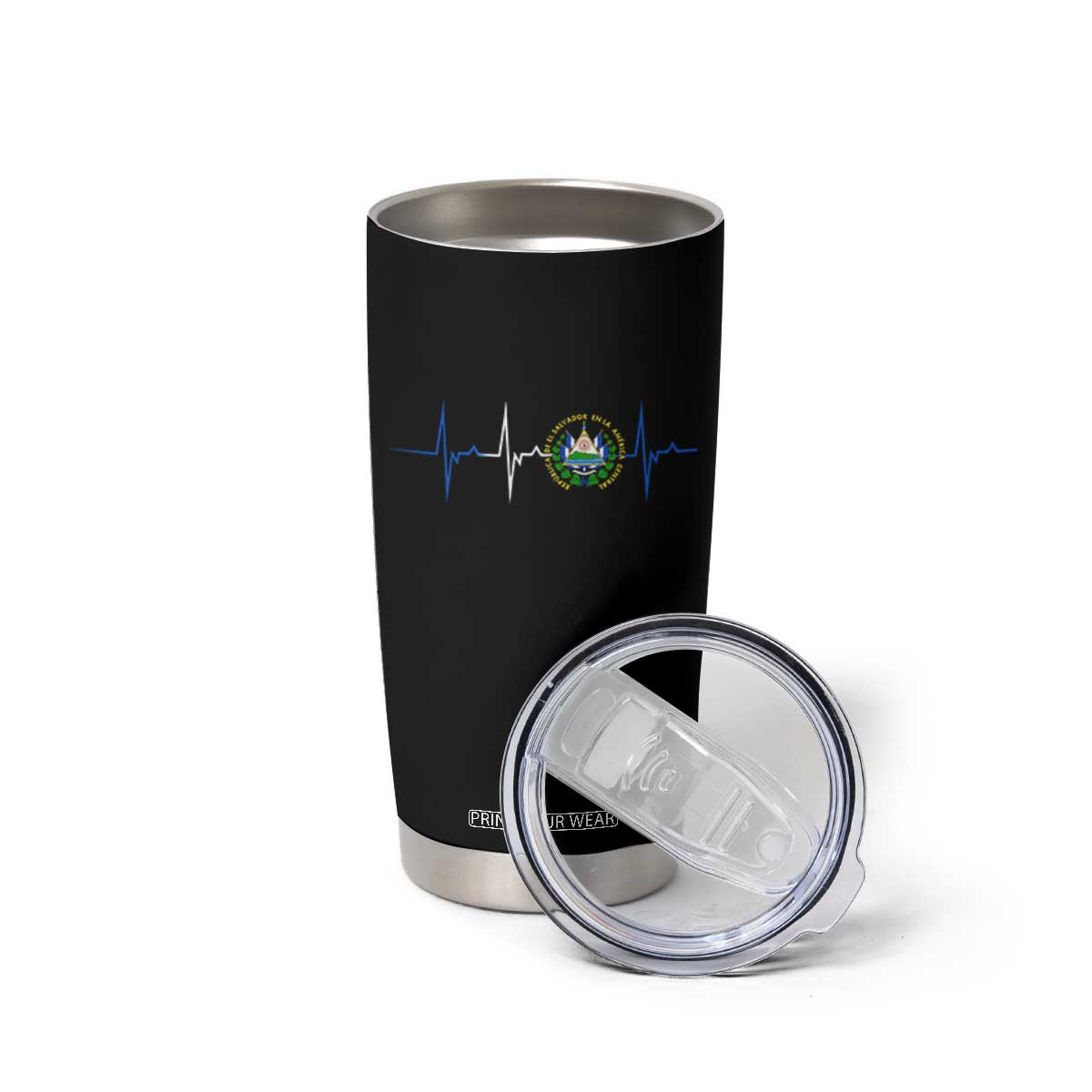 El Salvador Tumbler Cup Vintage Salvadoran Flag Heartbeat Independence Day TS10 Print Your Wear