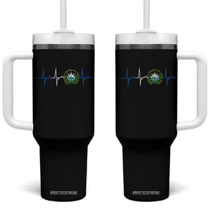 El Salvador Tumbler With Handle Vintage Salvadoran Flag Heartbeat Independence Day TS10 One Size: 40 oz Black Print Your Wear