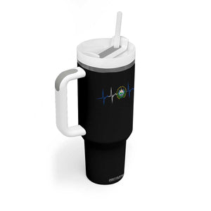 El Salvador Tumbler With Handle Vintage Salvadoran Flag Heartbeat Independence Day TS10 Print Your Wear