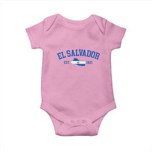 Vintage El Salvador Map Baby Onesie Salvadoran Independence Day Jersey Letters TS10 Light Pink Print Your Wear
