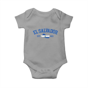 Vintage El Salvador Map Baby Onesie Salvadoran Independence Day Jersey Letters TS10 Sport Gray Print Your Wear