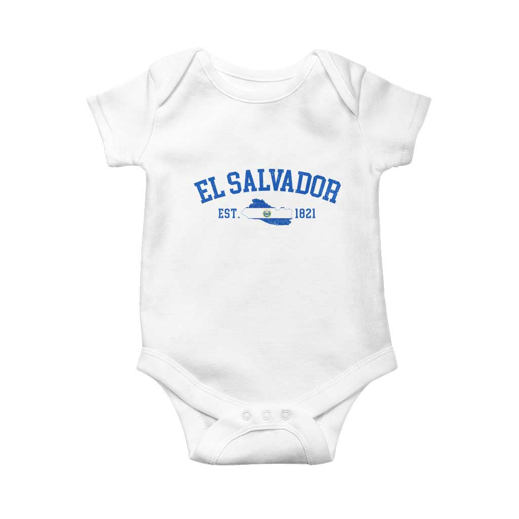 Vintage El Salvador Map Baby Onesie Salvadoran Independence Day Jersey Letters TS10 White Print Your Wear