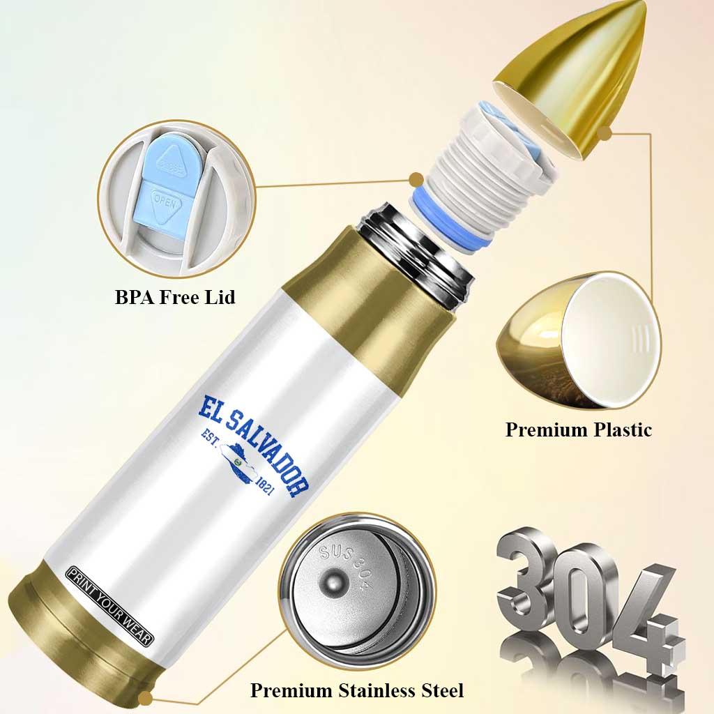 Vintage El Salvador Map Bullet Tumbler Salvadoran Independence Day Jersey Letters TS10 Print Your Wear