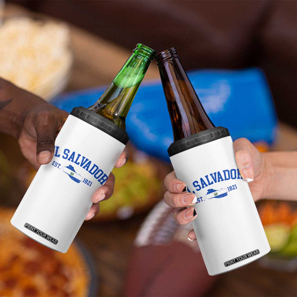 Vintage El Salvador Map 4 in 1 Can Cooler Tumbler Salvadoran Independence Day Jersey Letters TS10 Print Your Wear