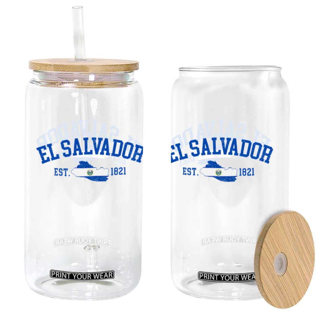 Vintage El Salvador Map Glass Can Salvadoran Independence Day Jersey Letters TS10 Print Your Wear