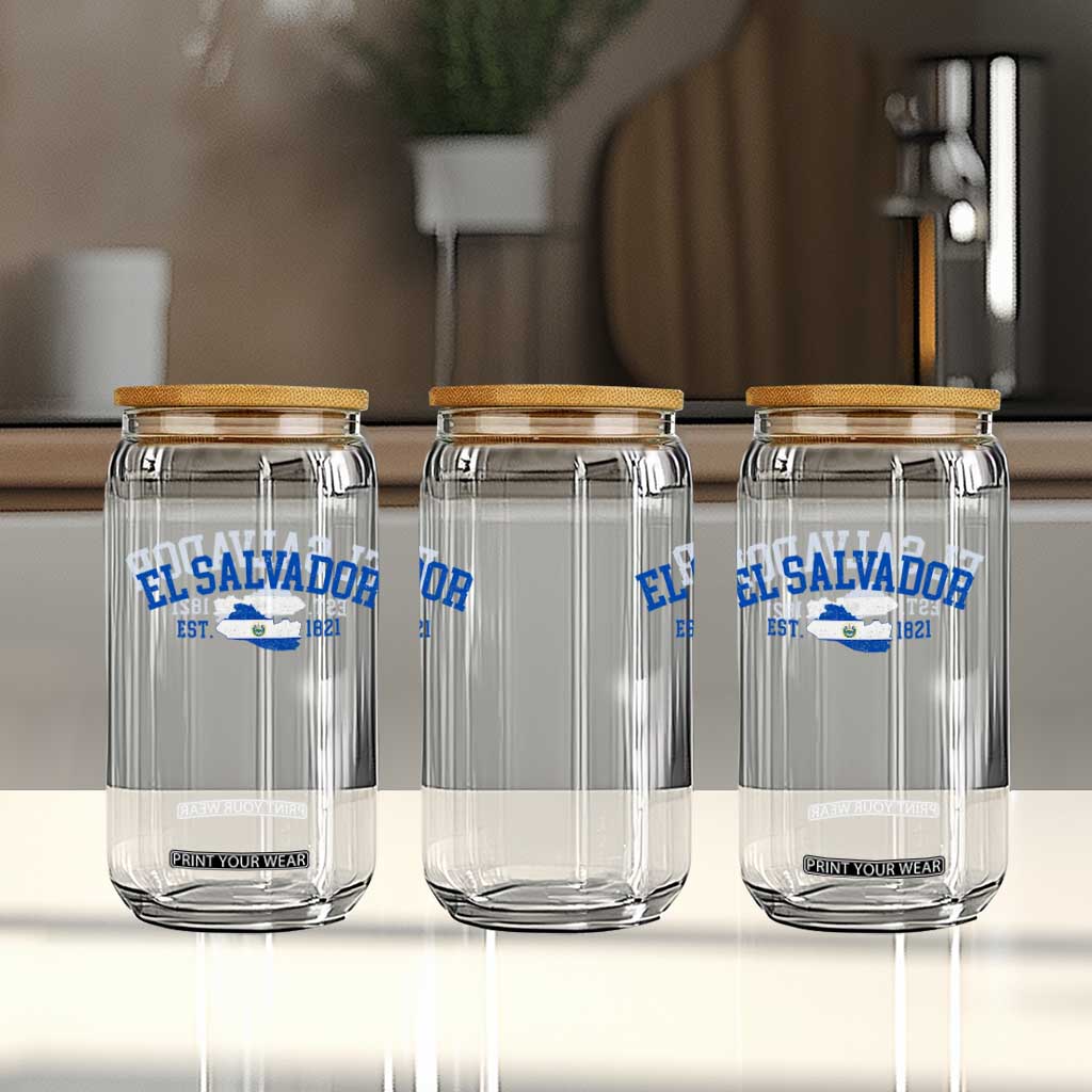 Vintage El Salvador Map Glass Can Salvadoran Independence Day Jersey Letters TS10 Print Your Wear