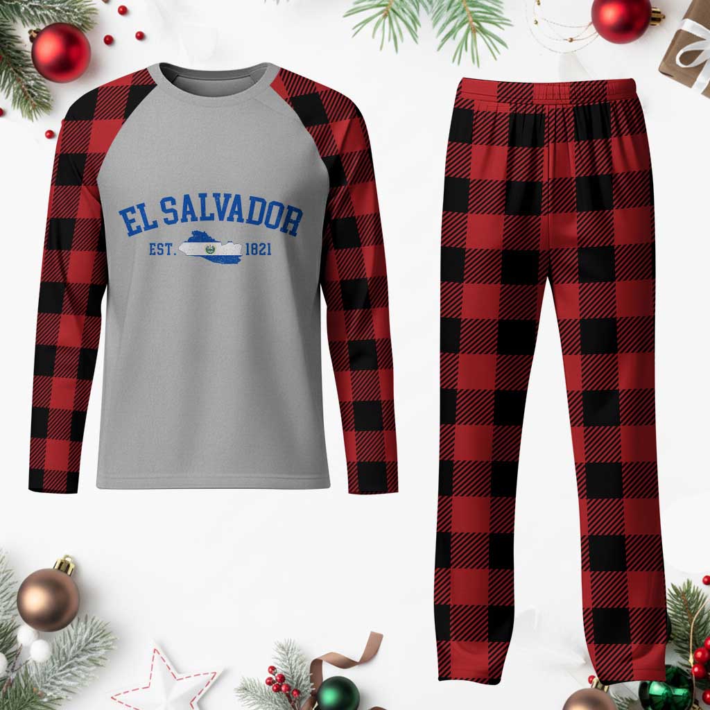 Vintage El Salvador Map Plaid Pajama Set Salvadoran Independence Day Jersey Letters TS10 Buffalo Plaid Print Your Wear