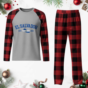 Vintage El Salvador Map Plaid Pajama Set Salvadoran Independence Day Jersey Letters TS10 Buffalo Plaid Print Your Wear